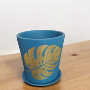 Monstera Gold Leaf printed terracotta pot