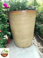 Rustic Tall Boy with Brown Rim Planter